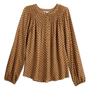 Croft & Barrow Women's Diamond Print Blouse - Tan